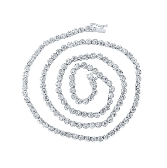 14K White Gold Mens Round Diamond 24-inch Link Chain Necklace 11 Cttw, Length: 24 In