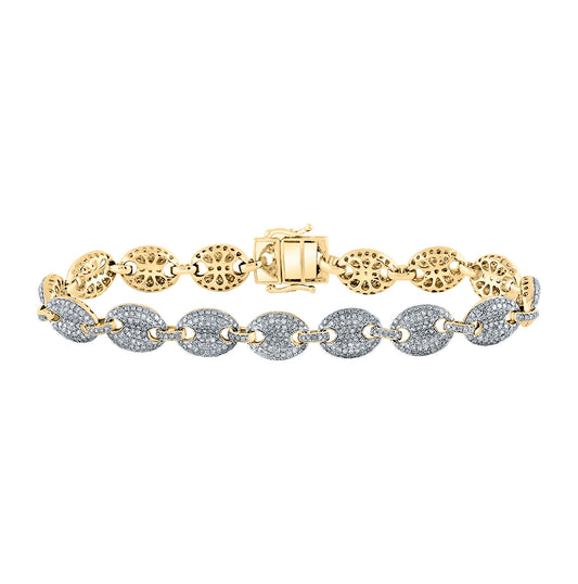 14kt Yellow Gold 5ct Diamond Cn (10mm) Puff Mens Bracelet