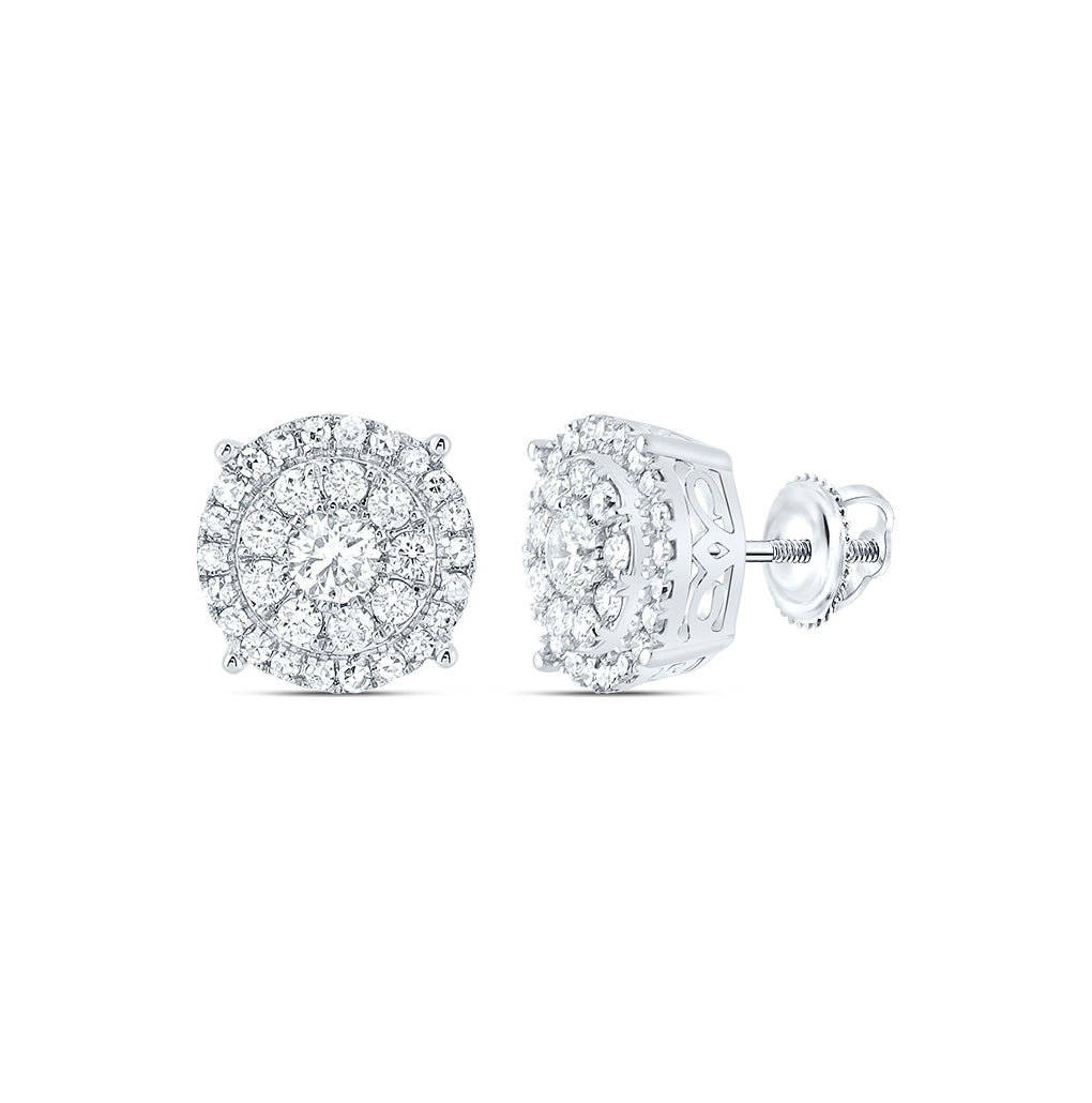 14K Yellow Or White Gold Round Diamond Cluster Earrings 5/8 Cttw, Length: 0.31 In, Width: 0.32 In