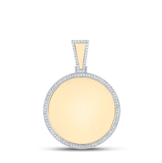 14K Yellow Gold Mens Round Diamond Memory Circle Charm Pendant 1/2 Cttw, Length: 1.75 In, Width: 1.12 In
