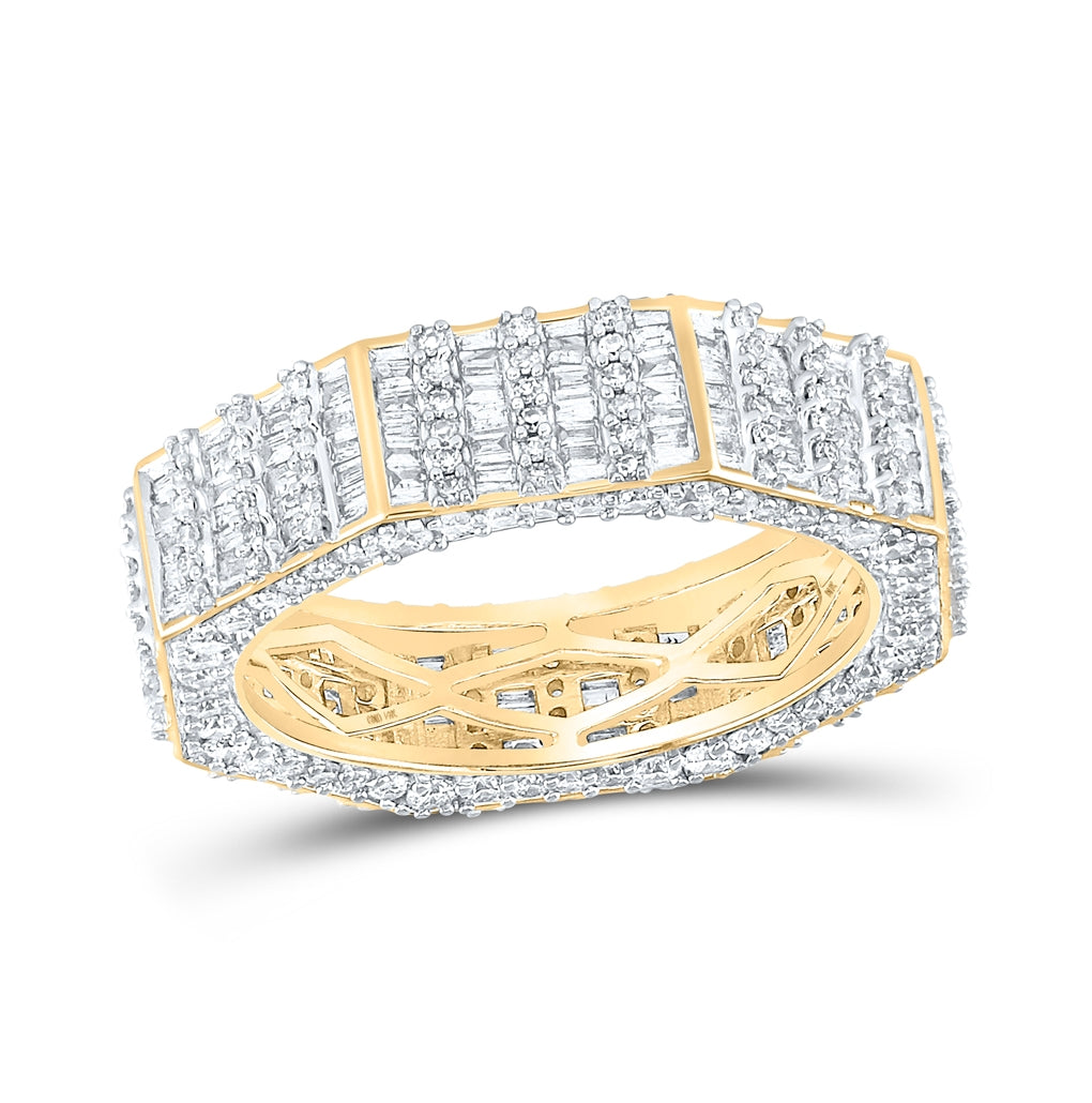 14K Yellow Gold Mens Round Diamond Band Ring 2-5/8 Cttw, Mens Size: 7-13