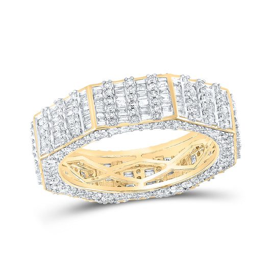 14K Yellow Gold Mens Round Diamond Band Ring 2-5/8 Cttw, Mens Size: 7-13