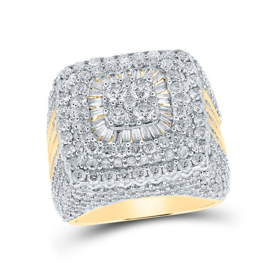14kt Yellow Gold 6 5/8ctw Diamond Nk Cluster Mens Ring
