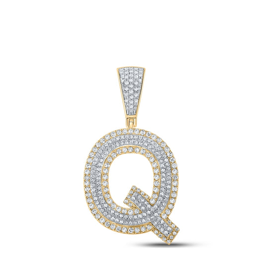 14kt Two-tone Gold 7/8ctw Diamond Cn Initial "q" Mens Charm