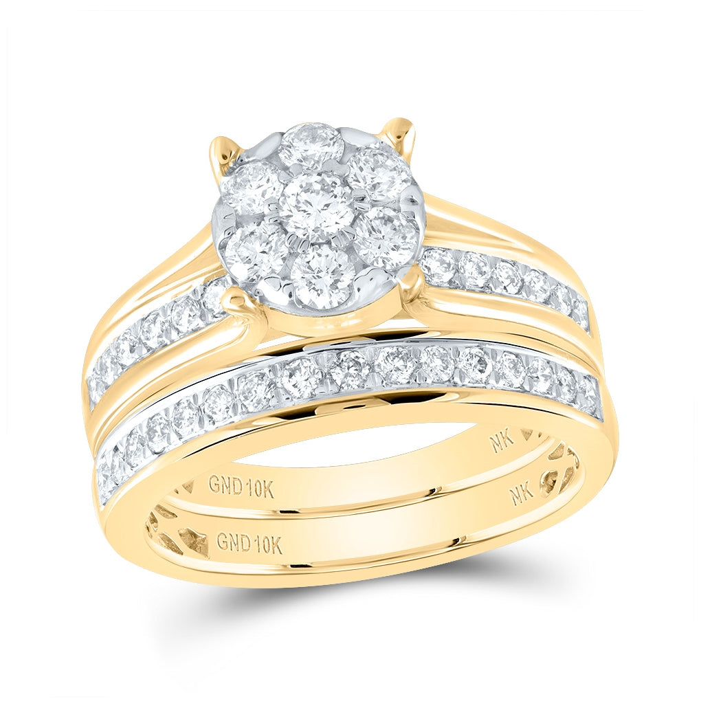 10K Yellow Or White Gold 1 Ctw Diamond Nk Bridal Set