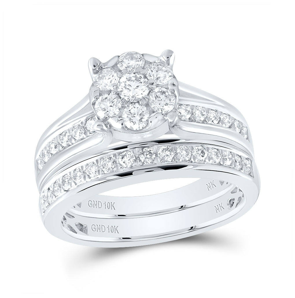 10K Yellow Or White Gold 1 Ctw Diamond Nk Bridal Set