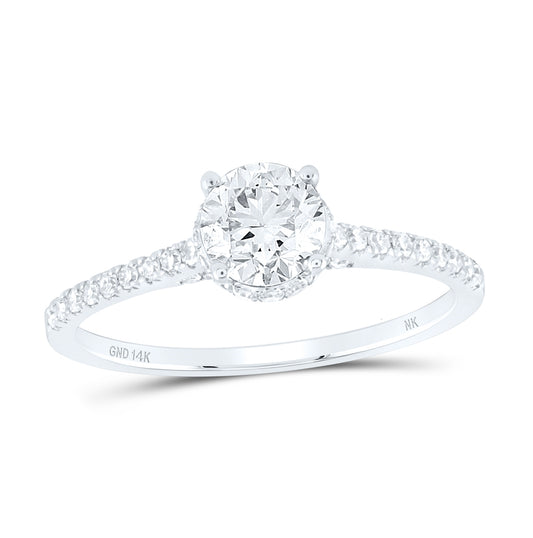 14K White Gold Round Dia. Solitaire Bridal Wedding Engagement Ring 1ctw, Women's Size: 5-10