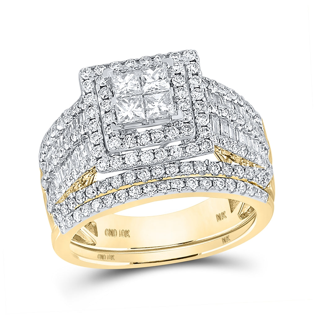 10K Yellow Or White Gold 2ctw Diamond Nk Tessera Invisible Bridal Set
