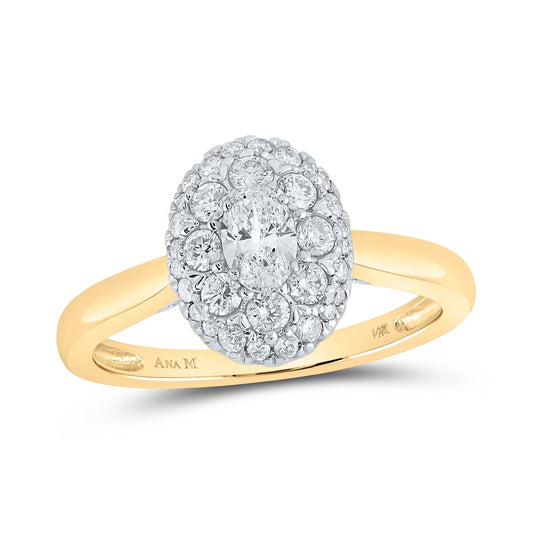14K White Or Yellow Gold Oval Diamond Halo Bridal Wedding Engagement Ring , Womens Size: 5-10