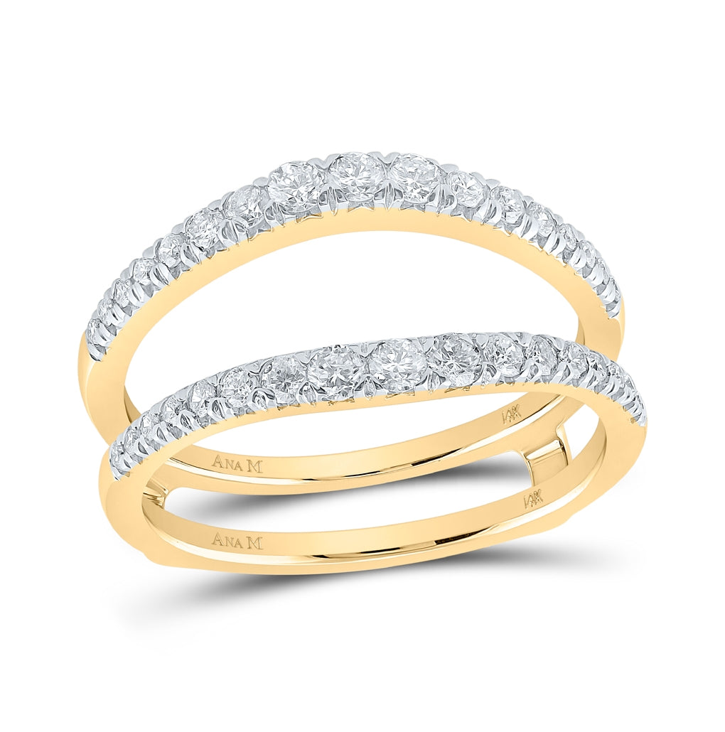 14K Yellow Or White Or Rose Gold Womens Round Diamond Wrap Enhancer Wedding Band , Womens Size: 5-10