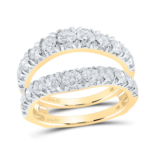 14K White Or Yellow Gold Womens Round Diamond Wrap Enhancer Wedding Band , Womens Size: 5-10