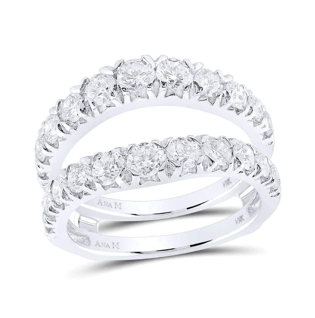 14K White Gold Womens Round Diamond Wrap Enhancer Wedding Band 2 Cttw, Womens Size: 5-10