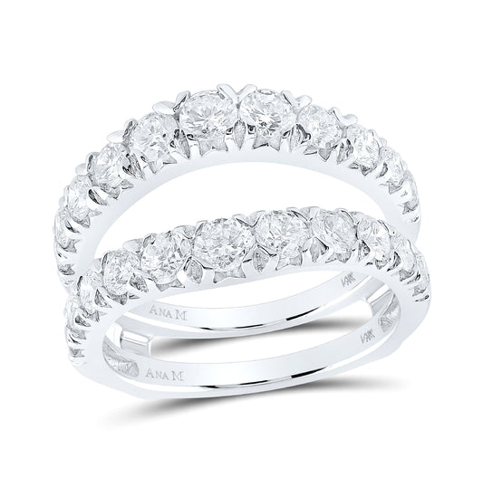 14K White Gold Womens Round Diamond Wrap Enhancer Wedding Band 2 Cttw, Womens Size: 5-10