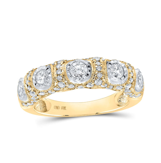 10K Yellow Or White Or Rose Gold Womens Round Diamond Band Ring 1 Cttw, Womens Size: 5-10