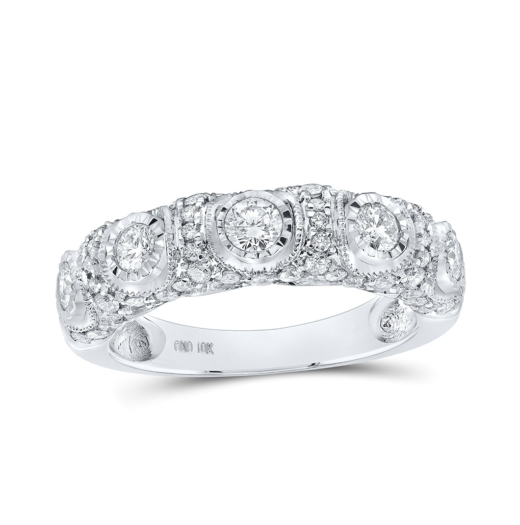 10K Yellow Or White Or Rose Gold Womens Round Diamond Band Ring 1 Cttw, Womens Size: 5-10