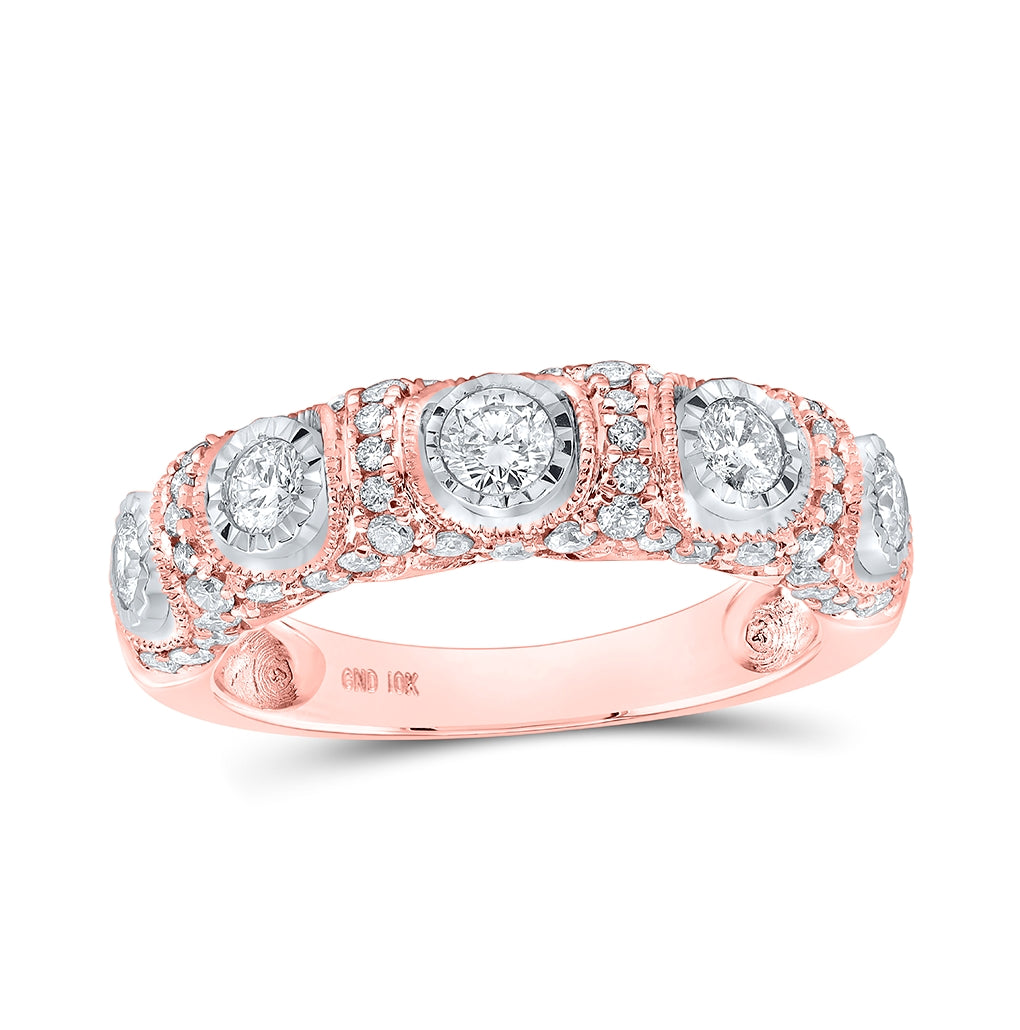10K Yellow Or White Or Rose Gold Womens Round Diamond Band Ring 1 Cttw, Womens Size: 5-10