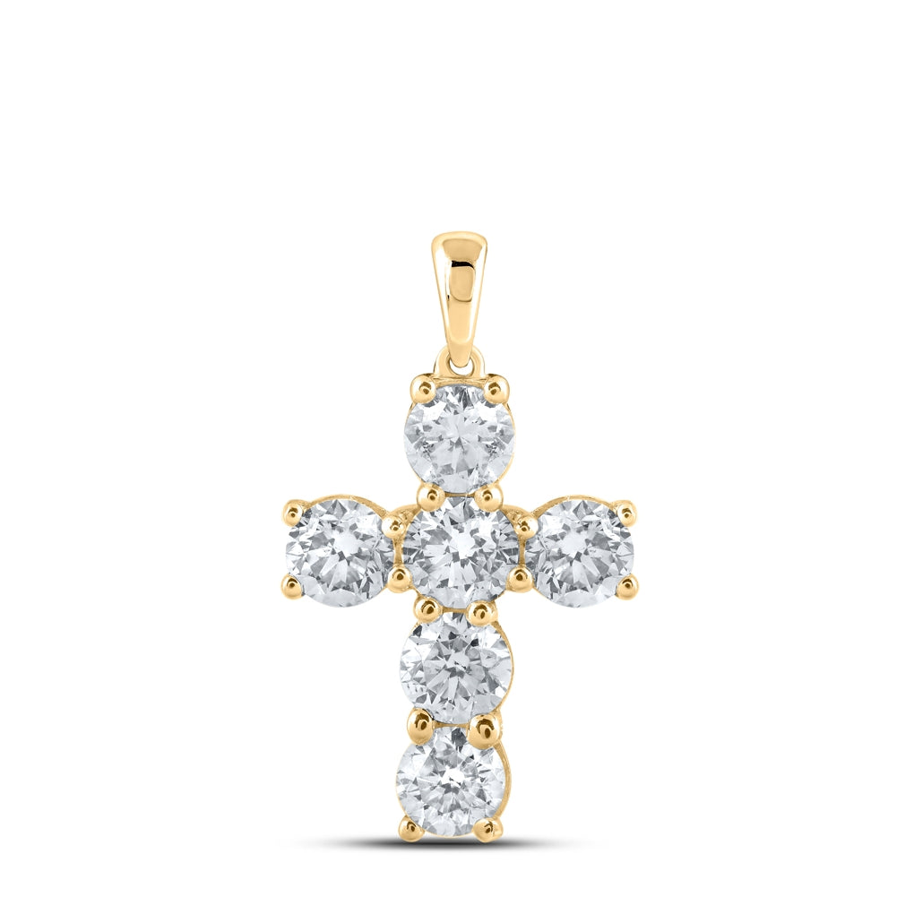 10K White Or Yellow Gold Womens Round Diamond Cross Pendant