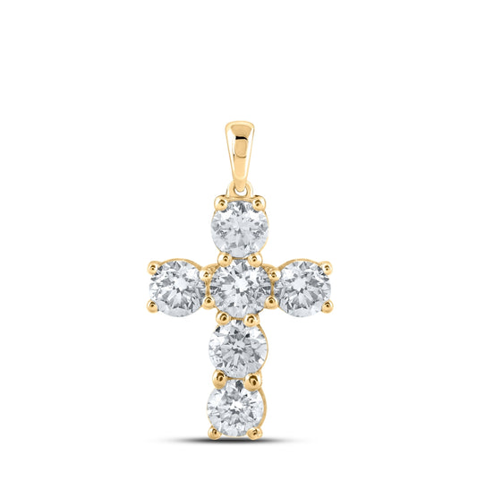 10K White Or Yellow Gold Womens Round Diamond Cross Pendant
