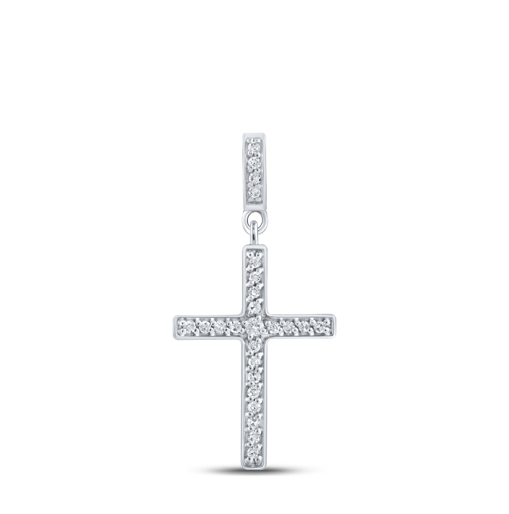 10K Yellow Or White Or Rose Gold Womens Round Diamond Cross Pendant