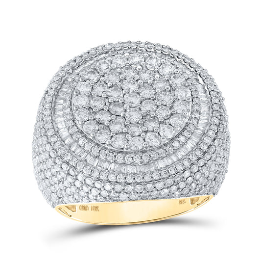 10K Yellow Gold Mens Round Diamond Cluster Ring 5-1/3 Cttw, Mens Size: 7-13