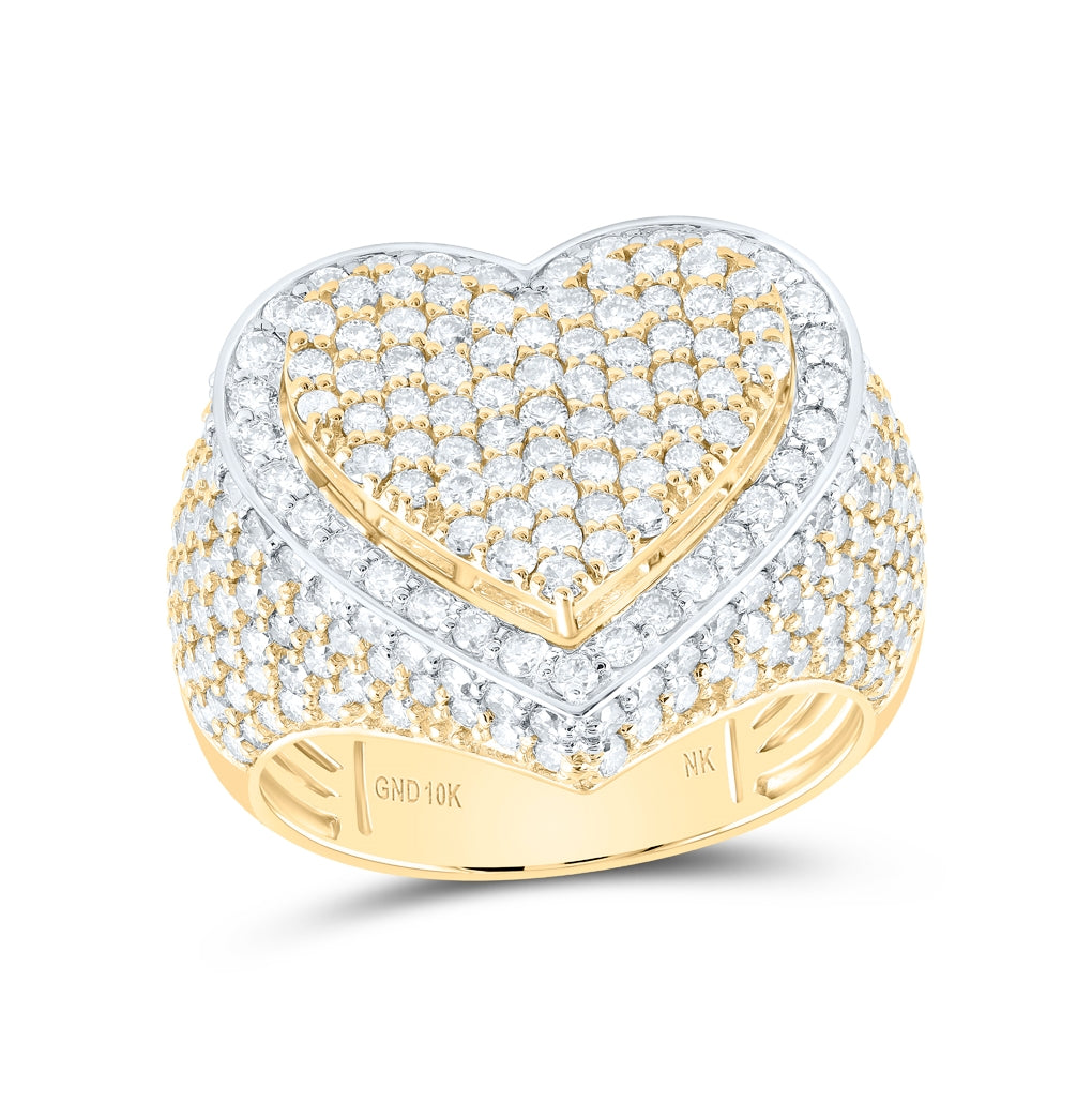 10K Yellow Or White Or Rose Gold Womens Round Diamond Heart Ring , Womens Size: 5-10