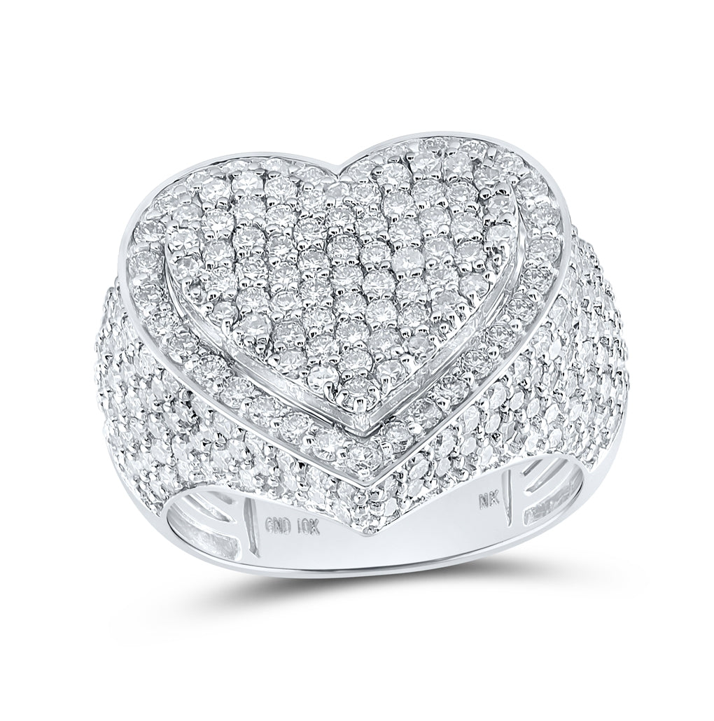 10K Yellow Or White Or Rose Gold Womens Round Diamond Heart Ring , Womens Size: 5-10