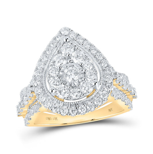 10K White Or Yellow Gold Round Diamond Teardrop Bridal Wedding Engagement Ring, Womens Size: 5-10