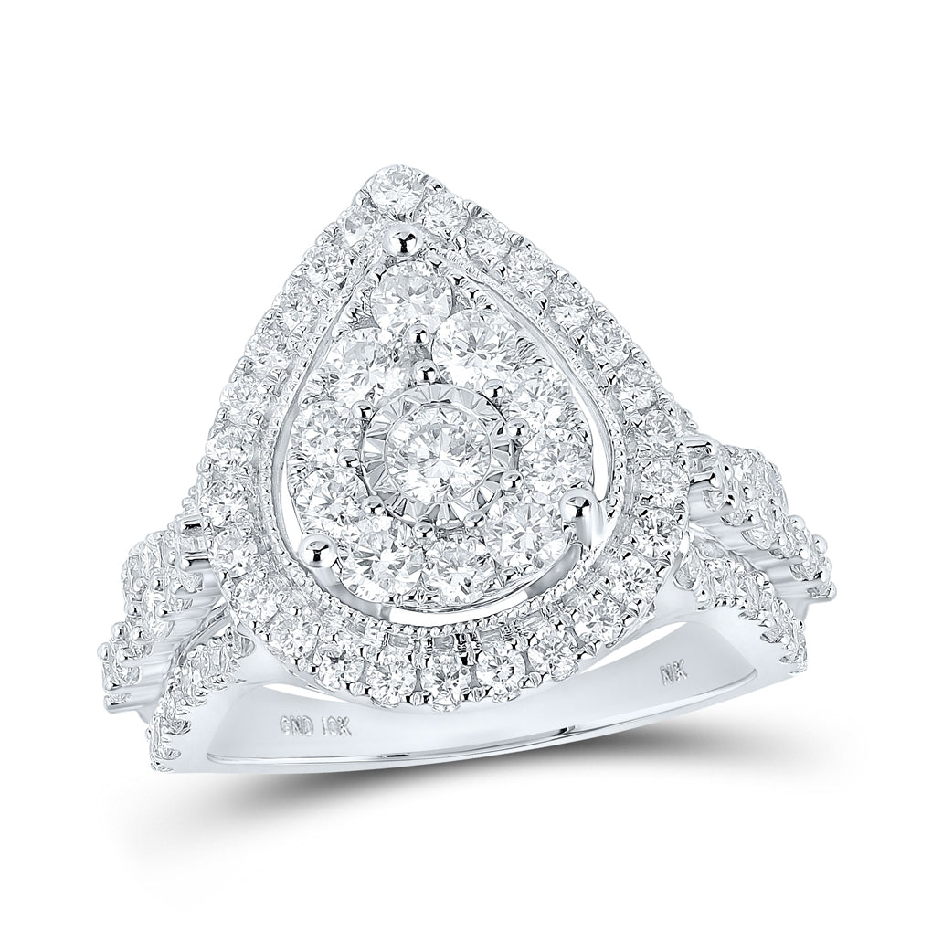 10K White Or Yellow Gold Round Diamond Teardrop Bridal Wedding Engagement Ring, Womens Size: 5-10