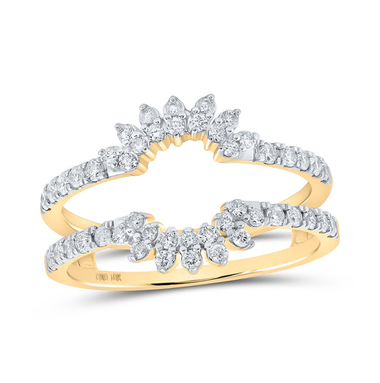 10K Yellow Gold Womens Round Diamond Wrap Enhancer Wedding Band 1/2ctw, Women's Size: 5-10
