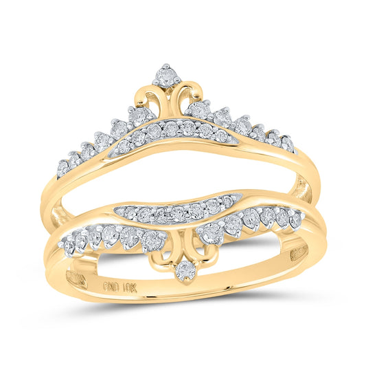 10K White Or Yellow Gold Womens Round Diamond Wrap Enhancer Wedding Band , Womens Size: 5-10