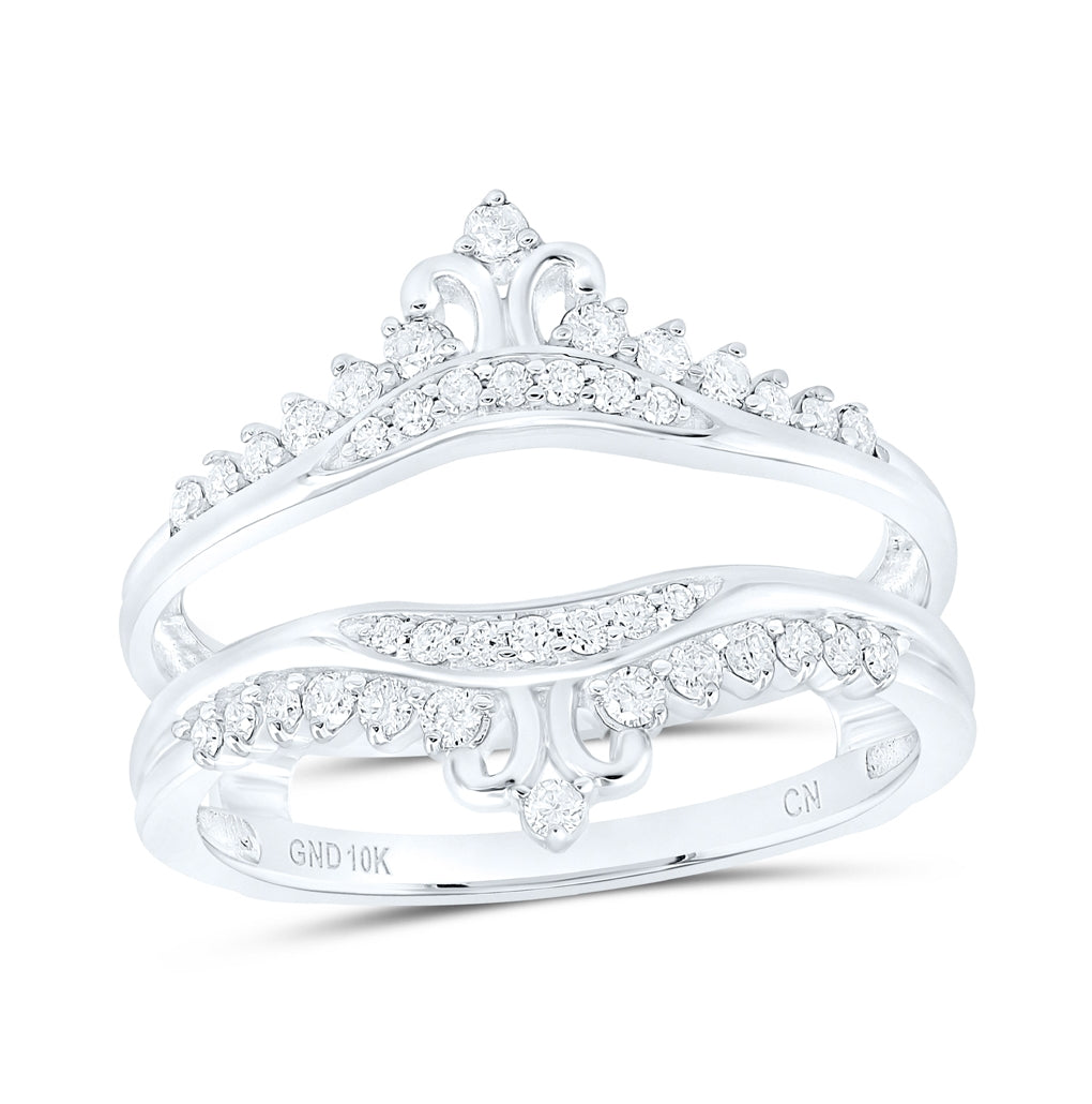 10K White Or Yellow Gold Womens Round Diamond Wrap Enhancer Wedding Band , Womens Size: 5-10