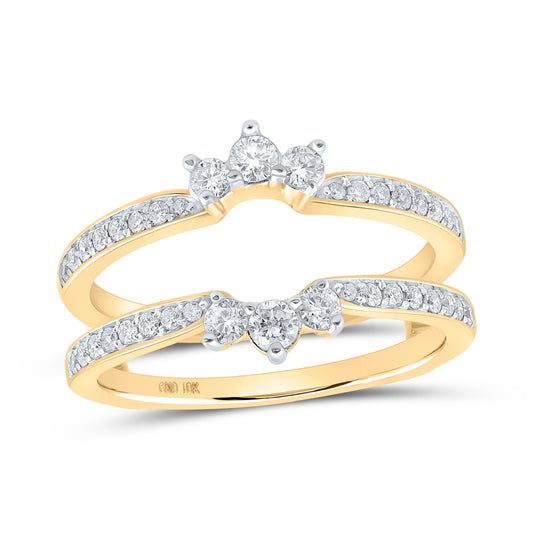 10K White Or Yellow Gold Womens Round Diamond Wrap Enhancer Wedding Band , Womens Size: 5-10