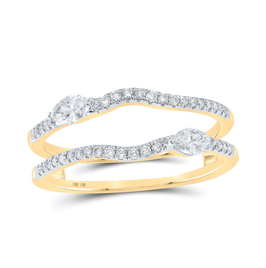10K Yellow Gold Womens Round Diamond Wrap Enhancer Wedding Band 3/8 Cttw, Womens Size: 5-10