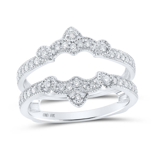 10K White Gold Womens Round Diamond Wrap Enhancer Wedding Band 1/3ctw, Womens Size: 5-10