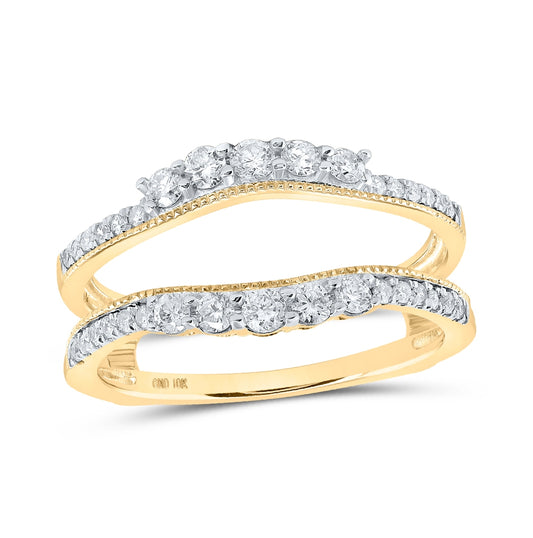 10K Yellow Or White Or Rose Gold Womens Round Diamond Wrap Enhancer Wedding Band 1/2 Cttw, Womens Size: 5-10