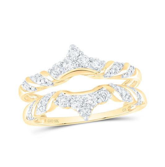 10K Yellow Or White Gold Womens Diamond Wrap Enhancer Wedding Band 1/2 Cttw, Womens Size: 5-10