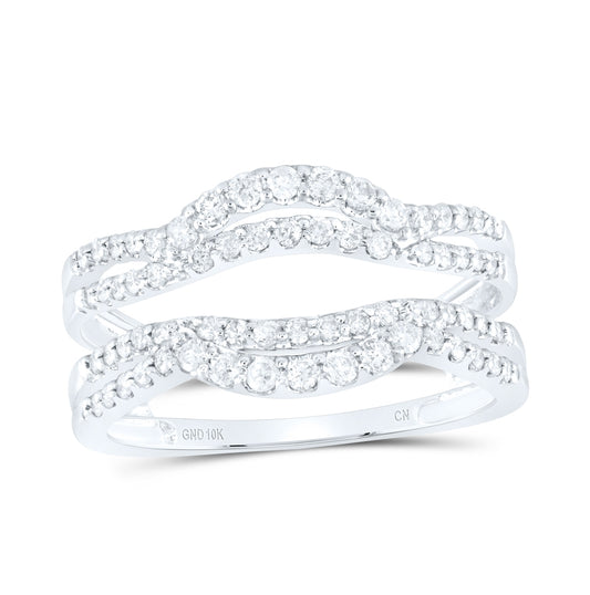 10K White Gold Womens Round Diamond Wrap Enhancer Wedding Band 1/2ctw, Womens Size: 5-10