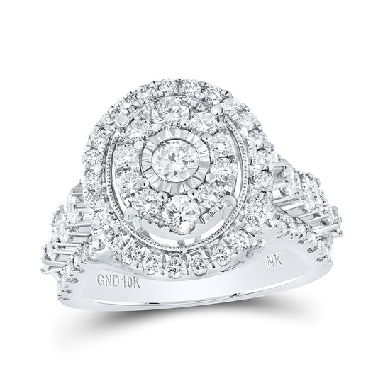 10K White Gold Round Diamond Oval Bridal Wedding Engagement Ring 1-5/8 Cttw, Womens Size: 5-10