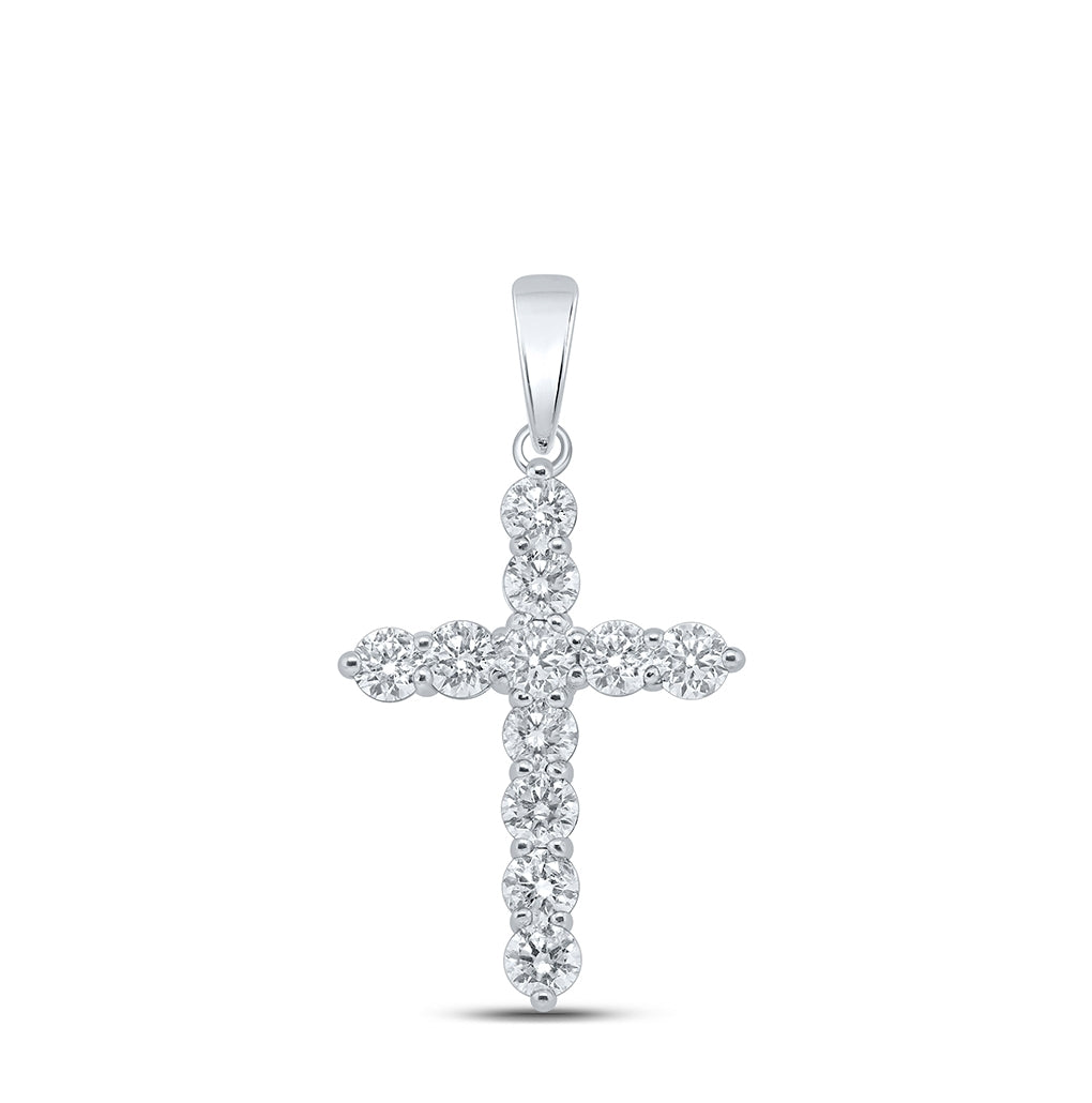 10kt White Gold 1 1/2 Ctw Diamond Nk Cross Pendant
