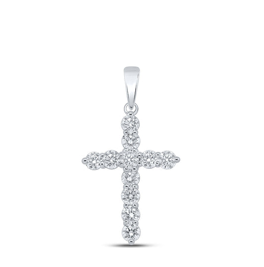 10kt White Gold 1 1/2 Ctw Diamond Nk Cross Pendant