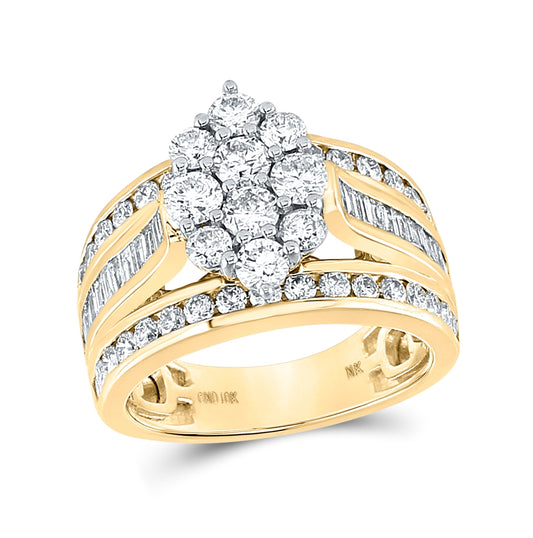 10K Yellow Or White Gold Round Diamond Oval Cluster Bridal Wedding Engagement Ring 1 Cttw, Womens Size: 5-10