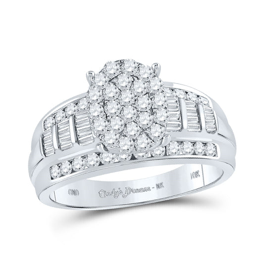 10K White Gold Round Diamond Oval Bridal Wedding Engagement Ring 1ctw, Women's Size: 5-10