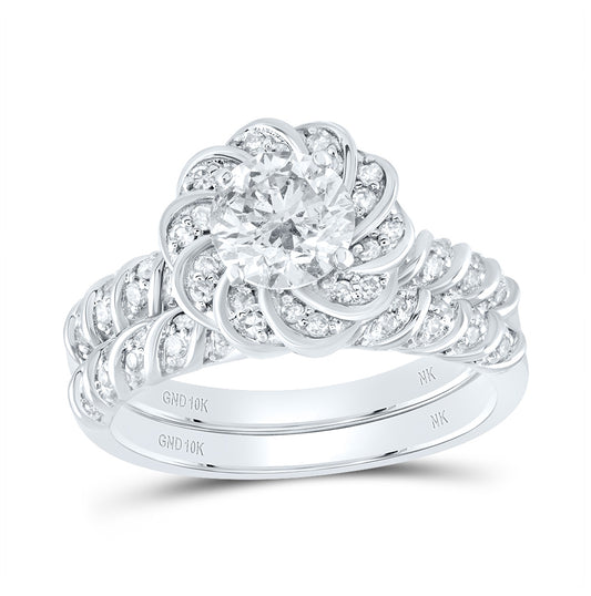 10kt White Gold 1 3/8ctw Diamond Nk 1ct-csup Bridal Set