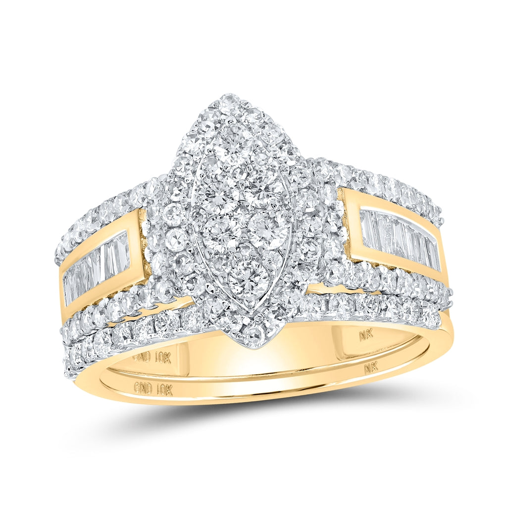 10K White Or Yellow Gold Round Diamond Bridal Wedding Ring Band Set, Womens Size: 5-10