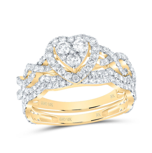 10K White Or Yellow Gold Round Diamond Bridal Wedding Ring Band Set, Womens Size: 5-10