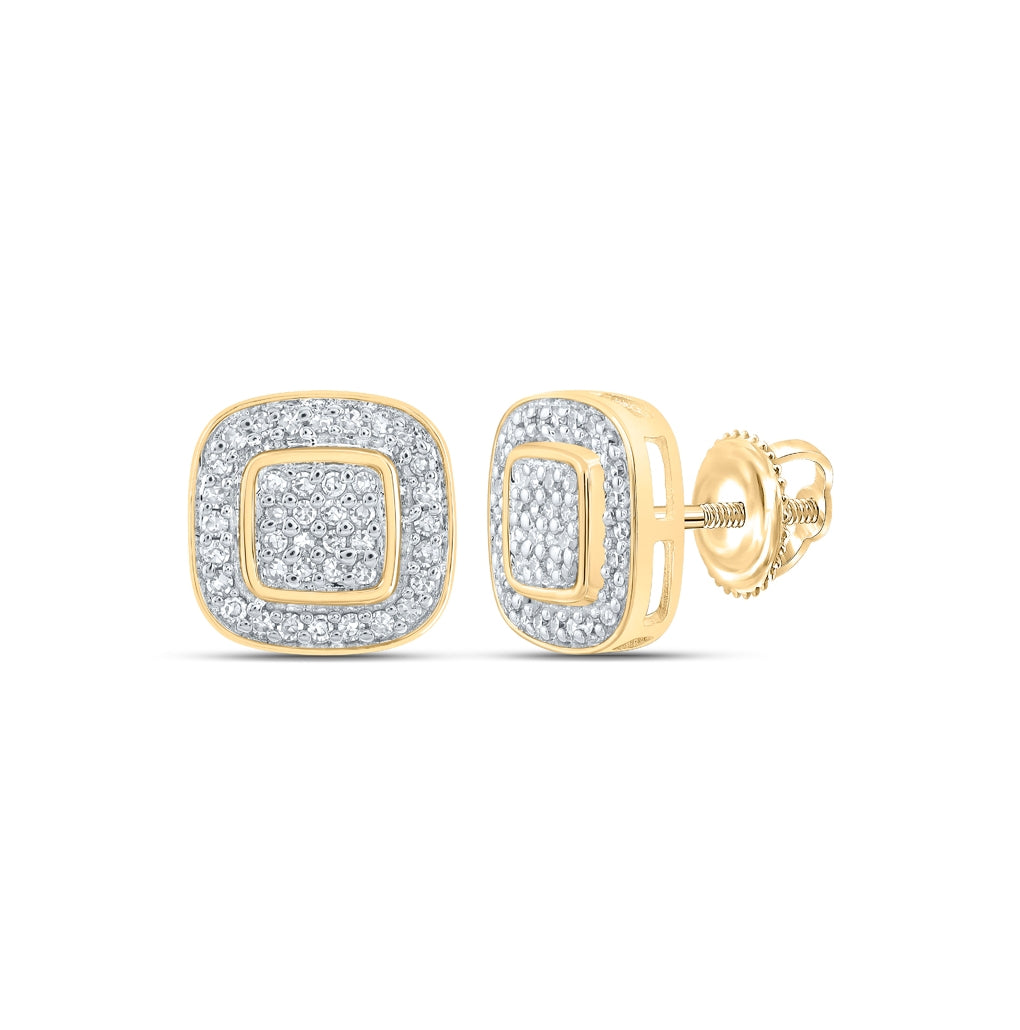 10K White Or Yellow Gold Womens Diamond Rounded Square Earrings