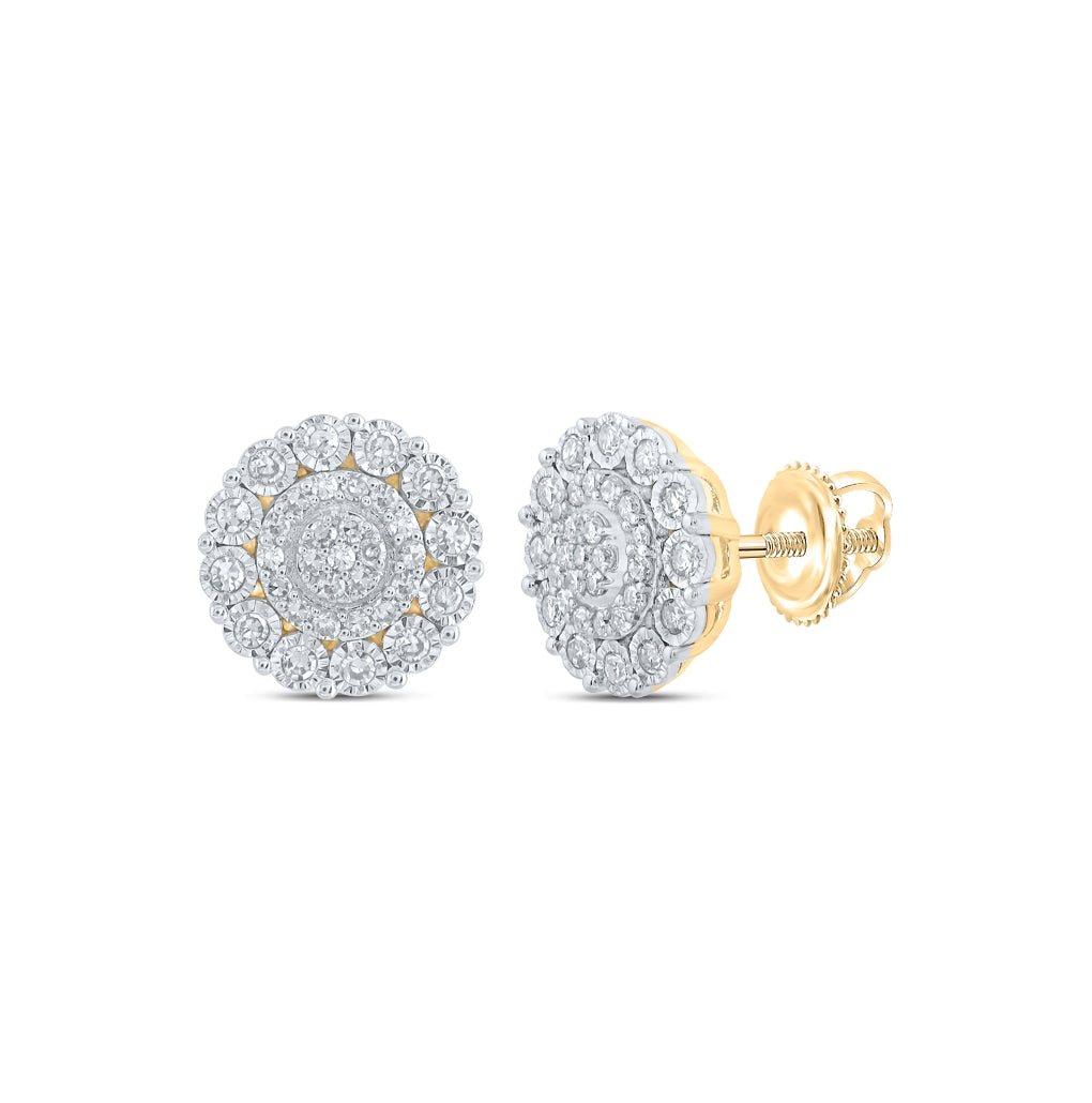 10K White Or Yellow Gold Womens Round Diamond Circle Earrings
