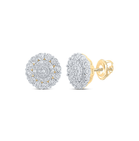 10K White Or Yellow Gold Womens Round Diamond Circle Earrings