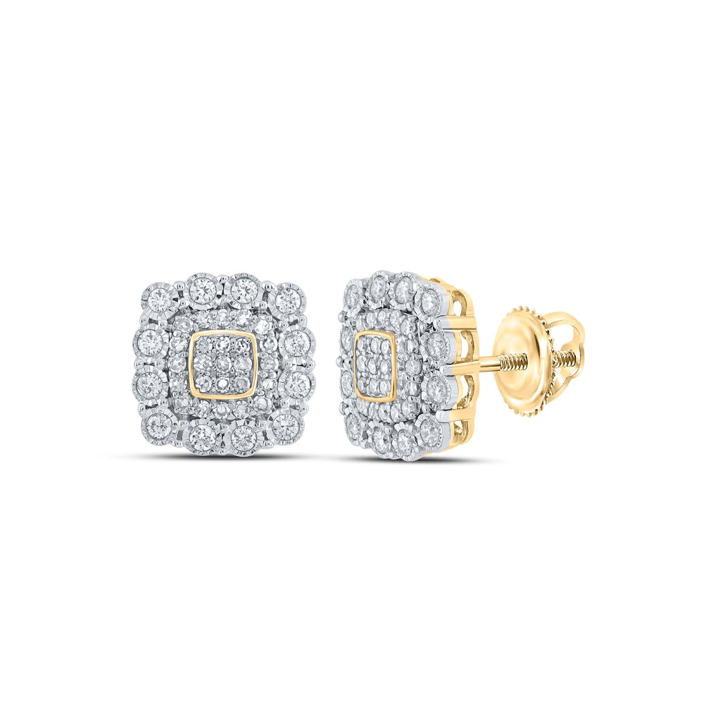 10K Yellow Gold Women's Diamond Sq Earrings 0.5ctw