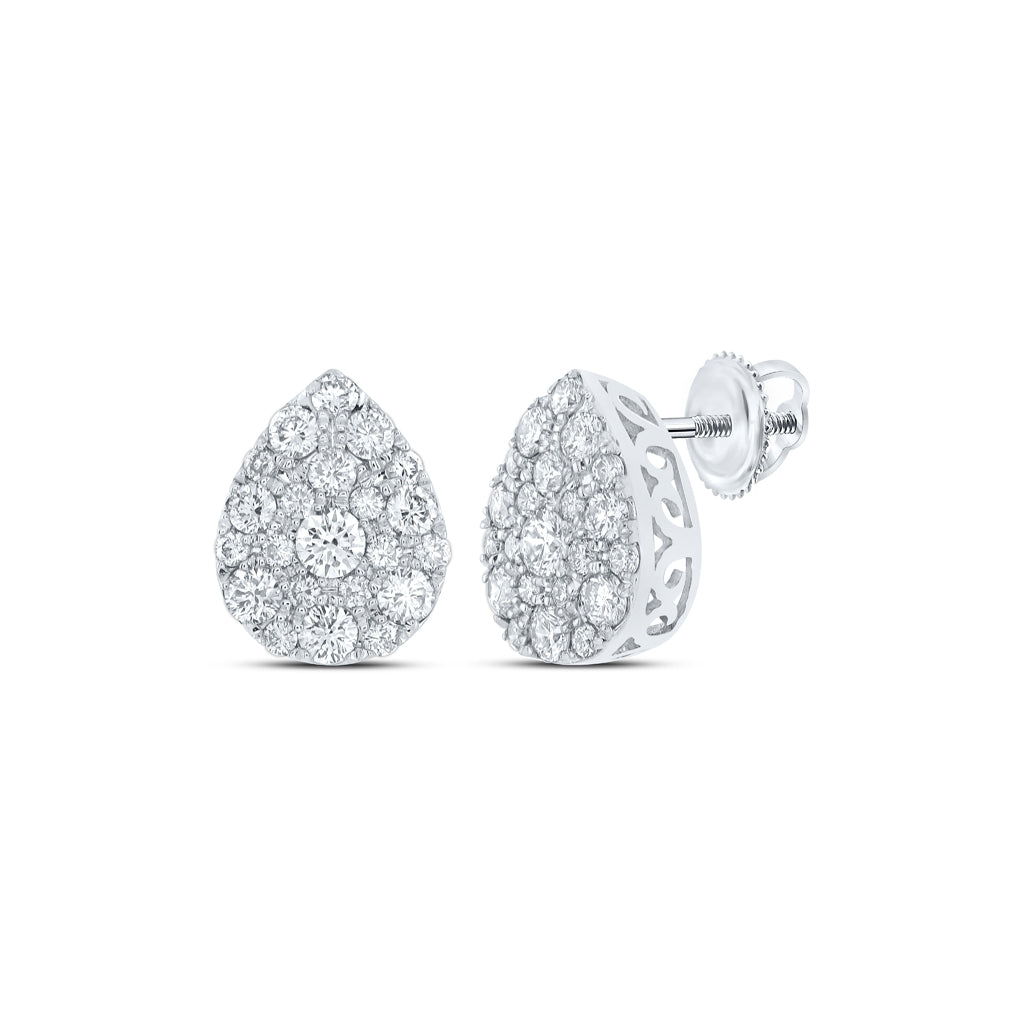 10K White Or Yellow Gold Womens Round Diamond Drop Cluster Earrings